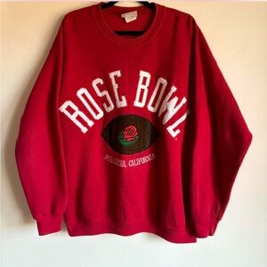 90s ROSE BOWL CREWNECK w/ Embroidered Jersey Lettering • Unisex Size XL